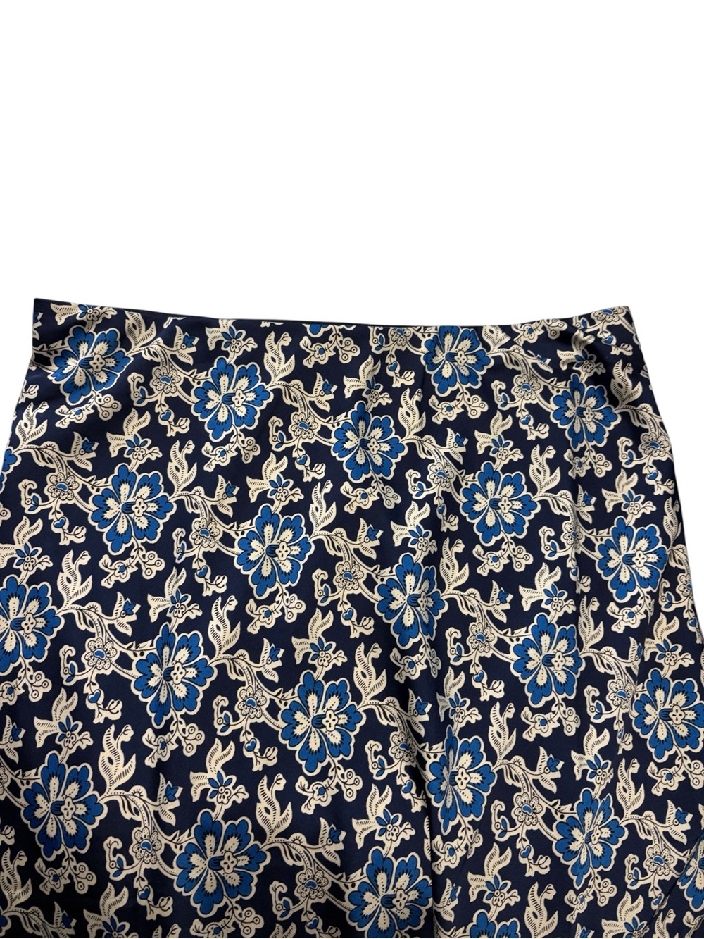 J. Crew Gwyneth Slip Skirt Size M Blue Floral Luster Charmeuse Office Workwear - Picture 4 of 6